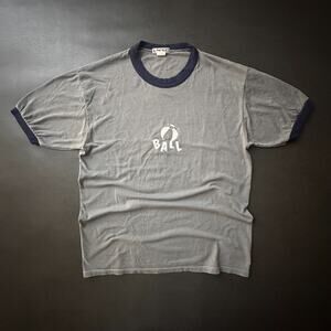 VTG 90s Ringer T Shirt Mens Large Gray LASC Single Stitch Slim Retro Made in USA